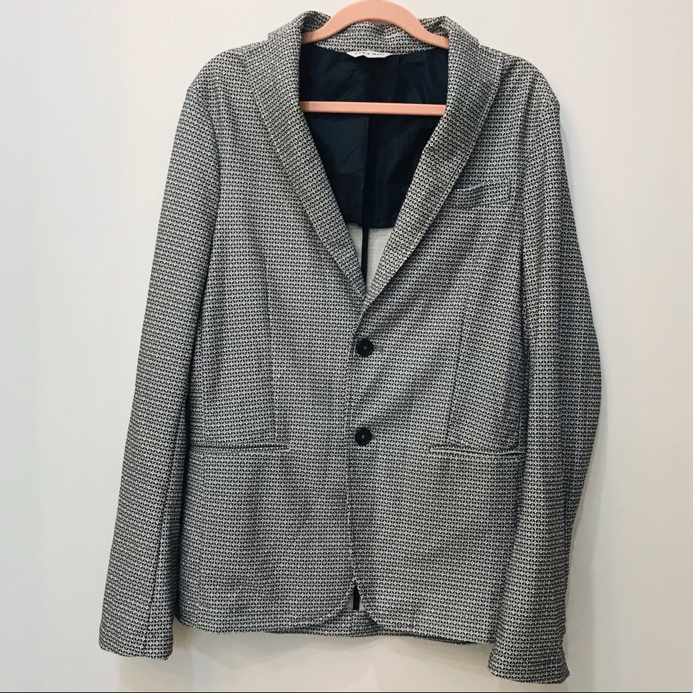 Zara Men’s lightweight Blazer Navy blue white sz 38